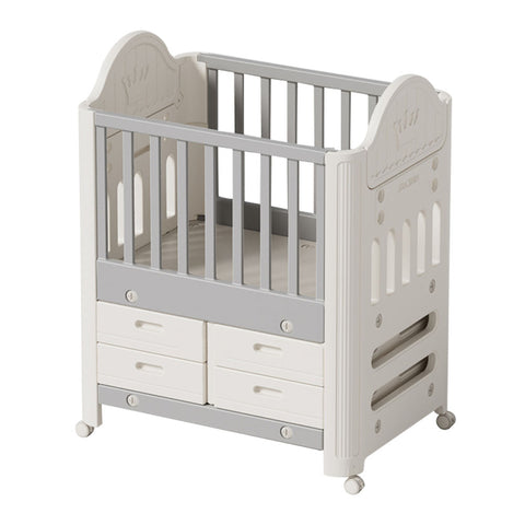 Spacious Baby Cot Bed with 4 Drawers and Wheels, FI0935