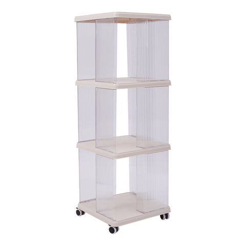 3-Tier Plastic Square Bookshelf with Wheels, FL070015