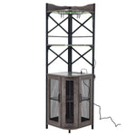 5-Tier Corner Bar Cabinet with Built-in Power Outlet and LED Lights, FD240111