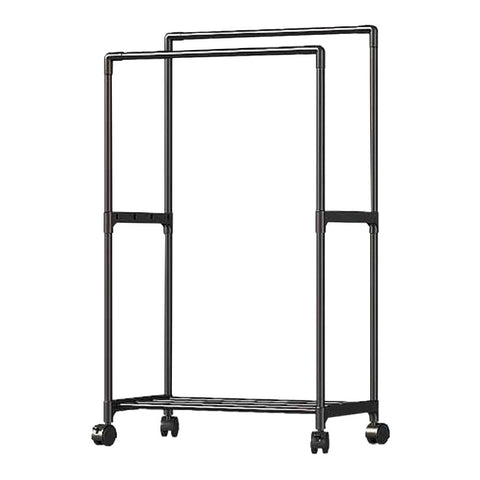Lifeideas Double Rod Metal Clothes Rack on Wheels, SW0727