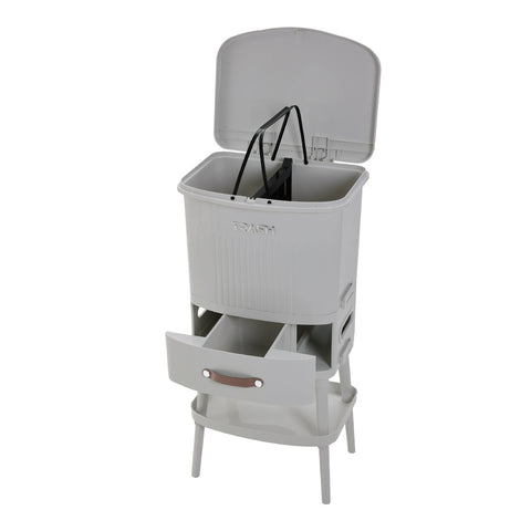 30L 3-Tier Dry Wet Separation Trash Bin, WM0673