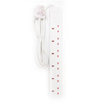 6 Way Extension Leads with Cable 3G1.25, 1M, White, with Switch, Child-Resistant Sockets, AJ0945