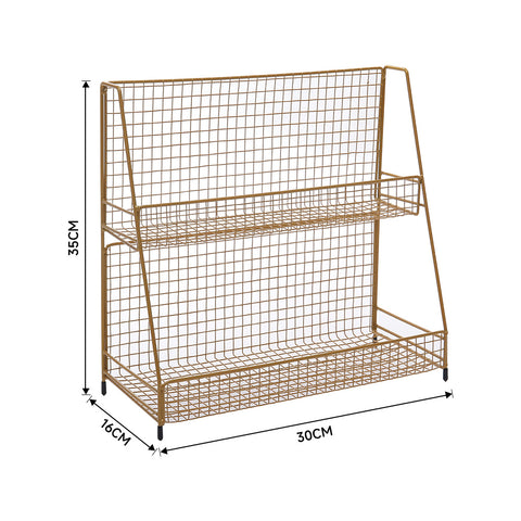 Livingandhome 2-Tier Nordic Style Iron Cosmetic and Jewelry Rack Organizer, WM0488