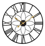 24Inch Classic Black Metal Decorative Non-Ticking Wall Clock, HF070125 (Ver.2)