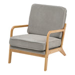 H&O Direct Velvet Wooden Armchair-Grey, ZH1441