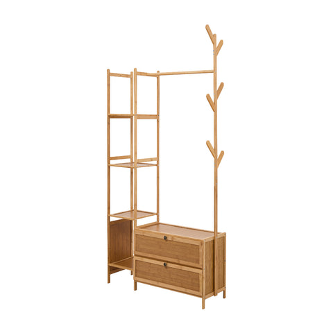 Multi-functional Wooden Coat Rack with Storage Cabinets, FB250005 (VER.2)