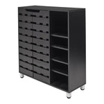 5-Tier Black Shoe Cabinet with Doors, XY0333
