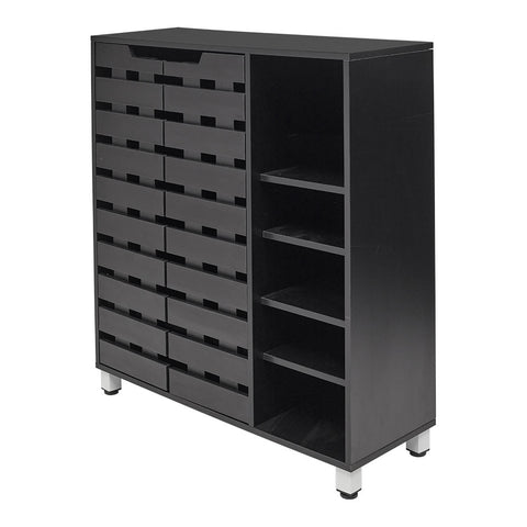 5-Tier Black Shoe Cabinet with Doors, XY0333