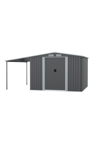 Outdoor Metal Storage Shed with Lean-to, PM1314PM1315PM1316PM1317