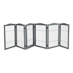 Livingandhome Grey 6-Panel Wooden Folding Pet Playpen, FI0562