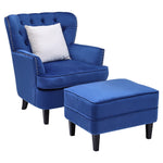 Livingandhome Tufted Velvet Accent Armchair and Ottoman Set, JM2250