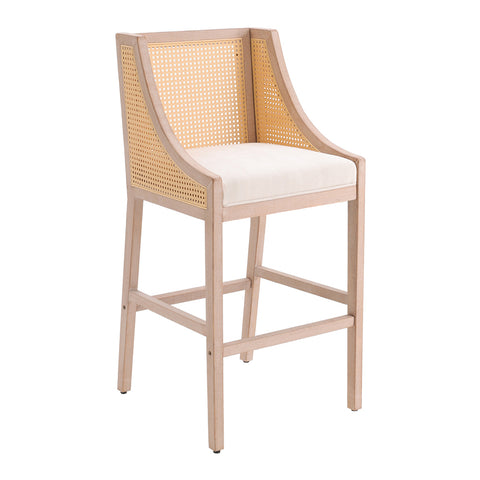 H&O Direct 2 Pcs Natural Rattan Bar Stools with Backrest, FA0406
