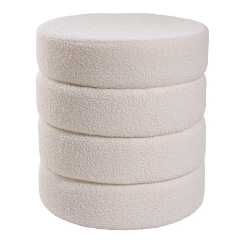 Livingandhome Round Channel Upholstered Ottoman, ZH1369