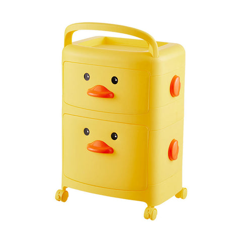 Livingandhome 2-Tier Cute Yellow Duck Storage Cart with Wheels, SW0528