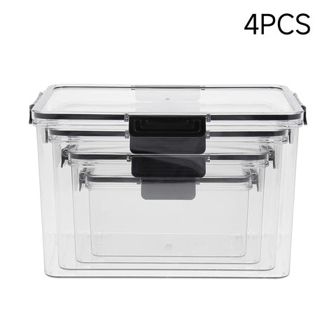Set of 4 Stackable Clear Fridge Organisers Storage Boxes, HS320064