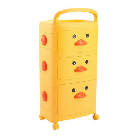 Livingandhome 3-Tier Cute Yellow Duck Storage Cart with Wheels, SW0529