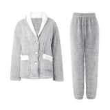 Shawl Collar Button-Up Loungewear Set, CC061447 (Ver.2)