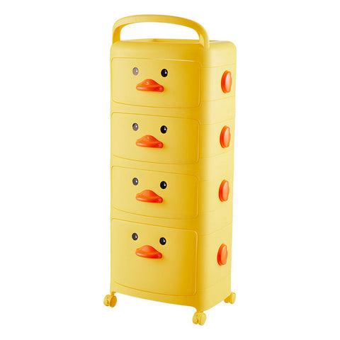 Livingandhome 4-Tier Cute Yellow Duck Storage Cart with Wheels, SW0530