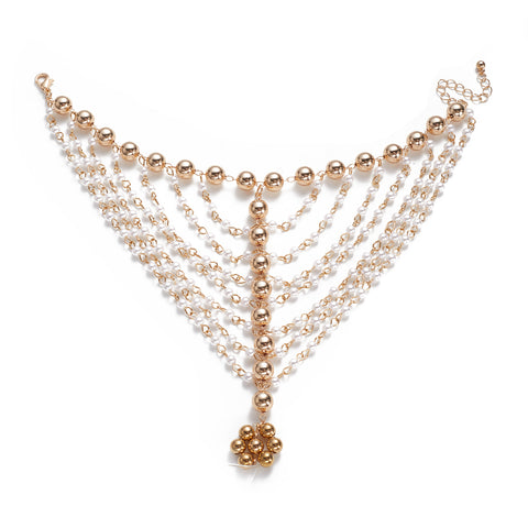 Fashionable Pearl Barefoot Sandal Anklet, CA290024 (Ver.2)
