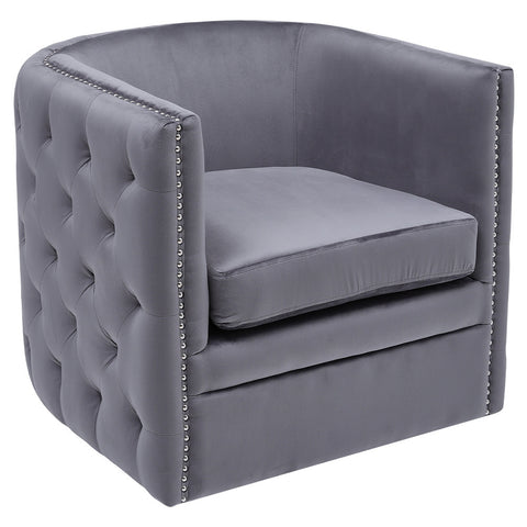 Livingandhome Tufted Velvet Barrel Swivel Accent Chair, JM2254