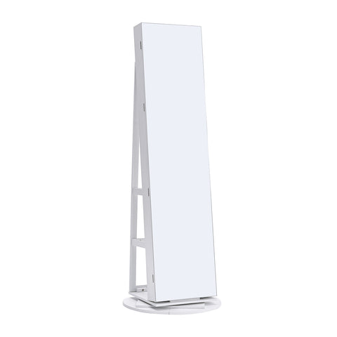 Livingandhome White Rotating Jewelry Organizer Cabinet with Mirror, FI0552