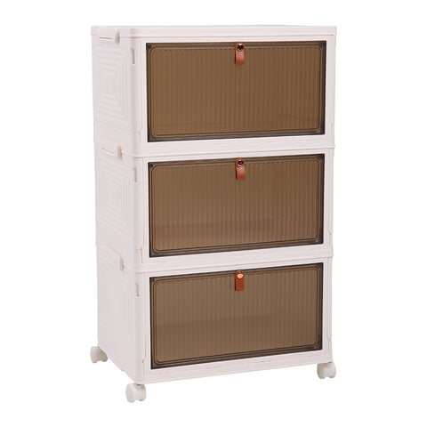 Lifeideas 3-layer Thicken Foldable Shoe Storage Box with Wheels, SW0781