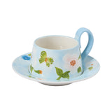 Ceramic Floral Coffee Cup & Saucer Set, HD320135
