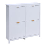 Livingandhome Flip Down Wood Shoe Cabinet in White, FI0570