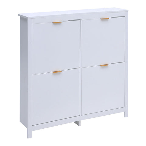 Livingandhome Flip Down Wood Shoe Cabinet in White, FI0570