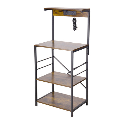 Industrial Style Kitchen Microwave Stand with Power Outlet, FK240007 (Ver.2)