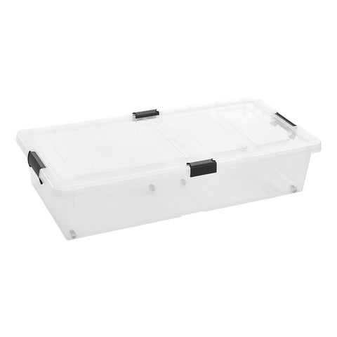 Livingandhome Clear Plastic Underbed Storage Box with Wheels, SW0659
