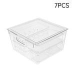 Set of 7 Stackable Clear Fridge Organisers Storage Boxes, HS320067