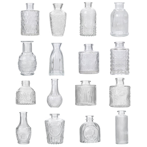 Pack of 16 Small Glass Bud Vase Set, HF320045