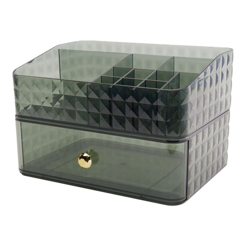 Sheonly Double Tier Transparent Makeup Organizer with Drawer, SW0810
