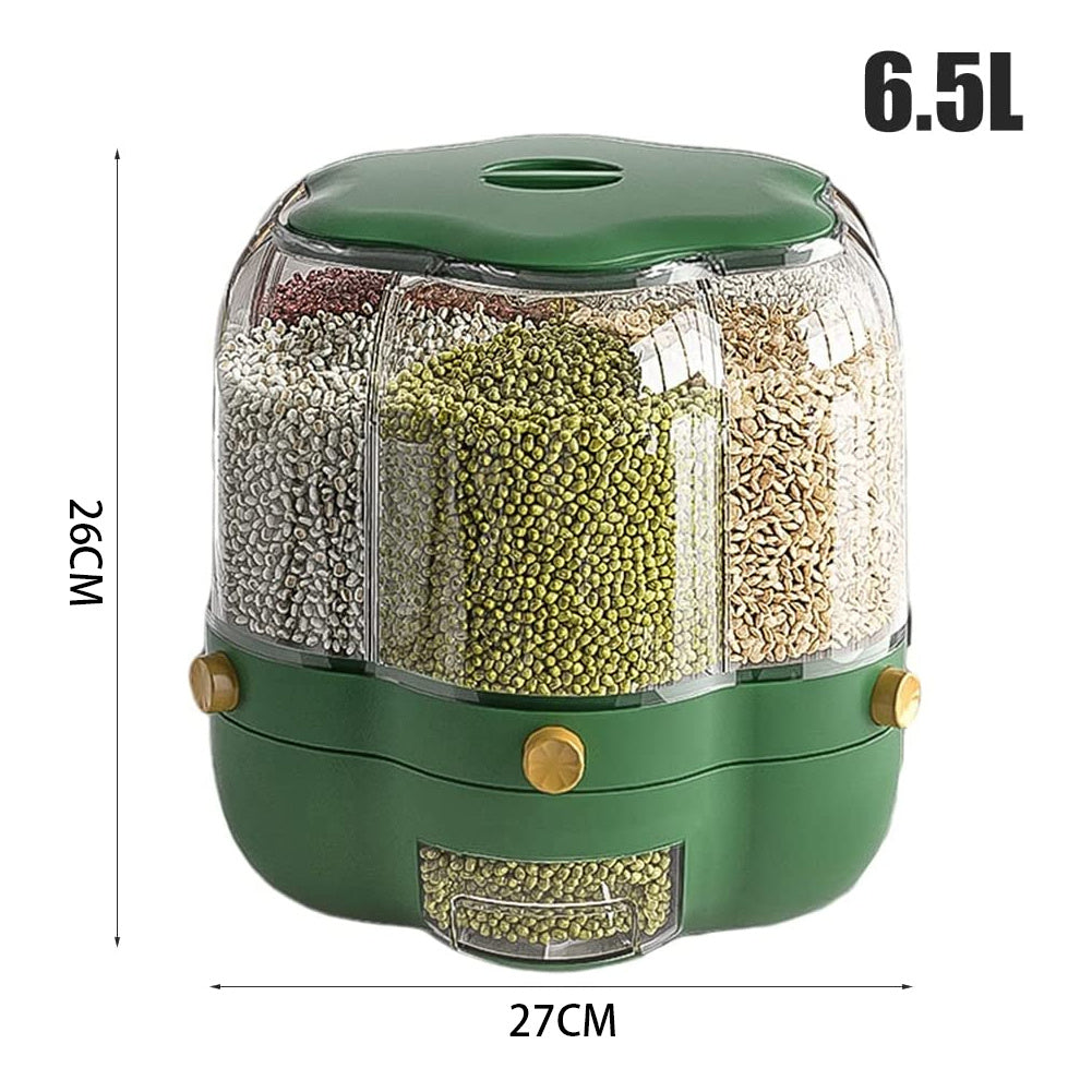Livingandhome Food Grain Storage Container, 6 Grids Rotating Storage C ...