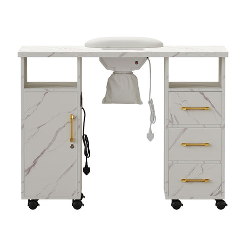 Professional Mobile Manicure Table with Built-in Dust Collector and Charging Station, XY0815XY0816 (Ver.2)