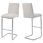 Livingandhome 2 Pcs White PU Bar Stools with Backrest, ZH1513