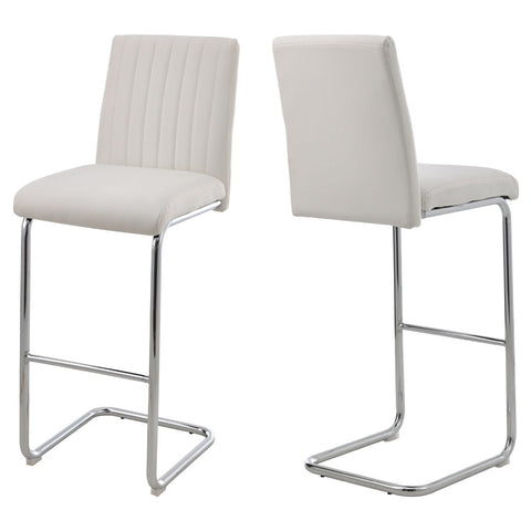 Livingandhome 2 Pcs White PU Bar Stools with Backrest, ZH1513