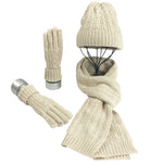 3 in 1 Winter Knitted Hat Scarf Gloves Set, HF0583