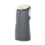 Reversible Mid-length Hooded Sleeveless Cotton Padded Vest for Casual Winter Style, WO0386
