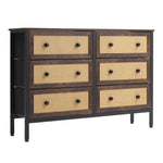 H&O Direct 6-Drawer Rustic Rattan Storage Cabinet, XY0417