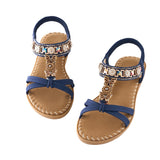 Bohemian Open-Toe Slip-On Sandals with Elastic Ankle Strap, CS300671