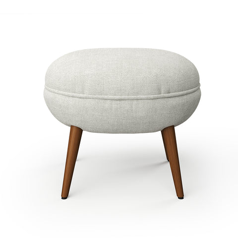 Livingandhome Linen Upholstered Oval Footstool with Wooden Legs, FA0163