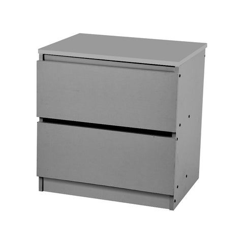 2-Drawer Wooden Nightstand Bedside Table in Grey, FB070005