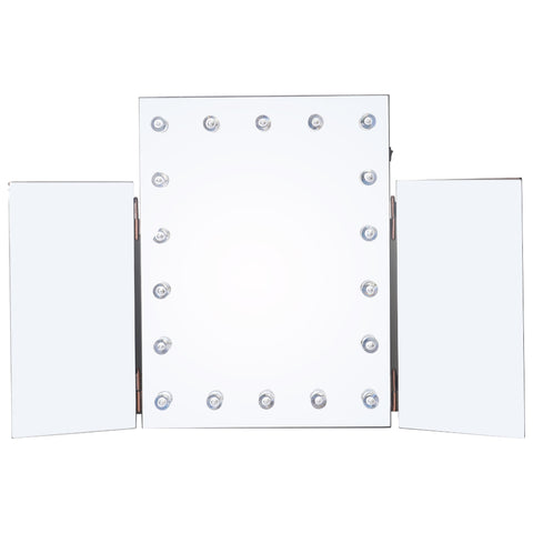 Hollywood Tri-Fold Tabletop Vanity Makeup Mirror with LED Lights, HG0089
