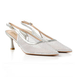 Pointed-Toe Slingback Heels with Adjustable Buckle Strap, CS300723