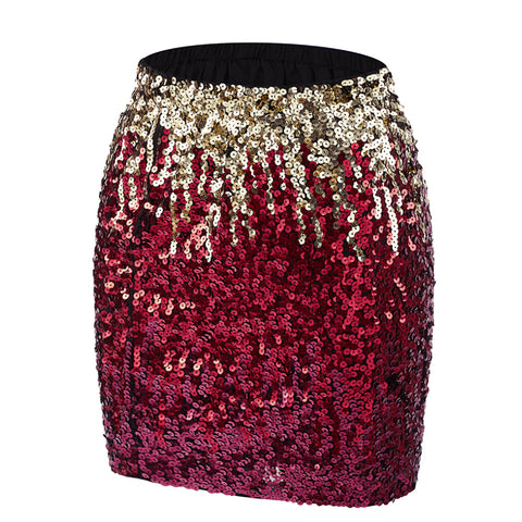 Sexy Shiny High-Waisted Sequin Mini Skirt, CC060587