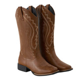 PU Leather Fashionable Western-Style Mid-Calf Boots, CS300614