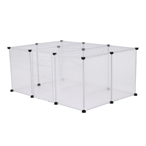 18 Panels Portable Clear Pet Playpen Fence with Door, CT0656