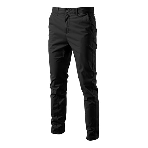 Black Cotton Twill Straight Leg Trousers, MN0081